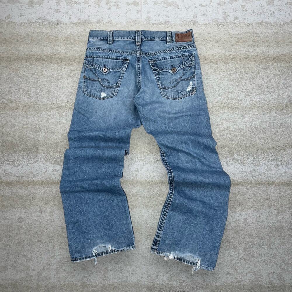 Vintage Y2K Skater Wide Leg Jeans 36x36 Flared Bell Bottoms Silver Medium Wash